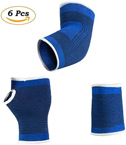 Hand Brace, Wrist Wraps, Elbow Sleeve for Sports Protection and Pain Relief By RelComfo | 6 Pcs Set