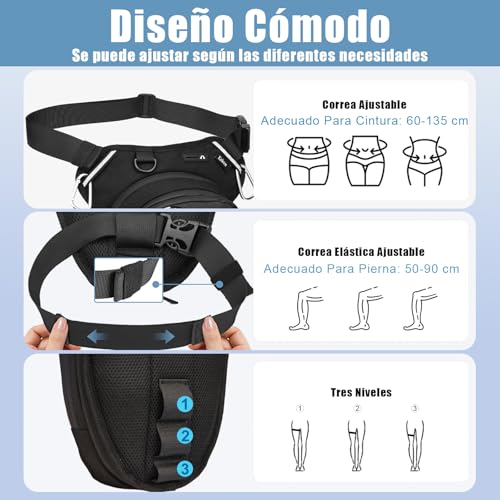 Eshow Expandable Leg Bag for Men and Women, Motorcycle Leg Bag with Adjustable Straps, Waist Packs for Motorcycle Travel Cycling Hiking Sport Black
