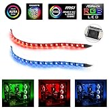 RGB LED Light Strip - Speclux LED Strip for Modding PC Case,M/B with 4pin RGB Header Compatible with Asus Aura, Asrock RGB Led, Gigabyte RGB Fusion, MSI Mystic Light, 2 PCS SMD 5050 PC LED Strip