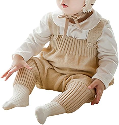 Fairyler Baby Knitted Button Rompers Vest Overalls Toddlers Causal Jumpsuit Bodysuit M Yellow