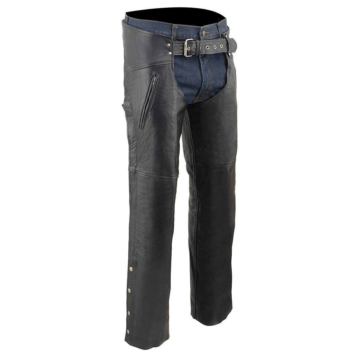 Dri Rider Chaps Milwaukee Leather Chaps for Men's Black Leather Dual Side Thigh Zipper ...