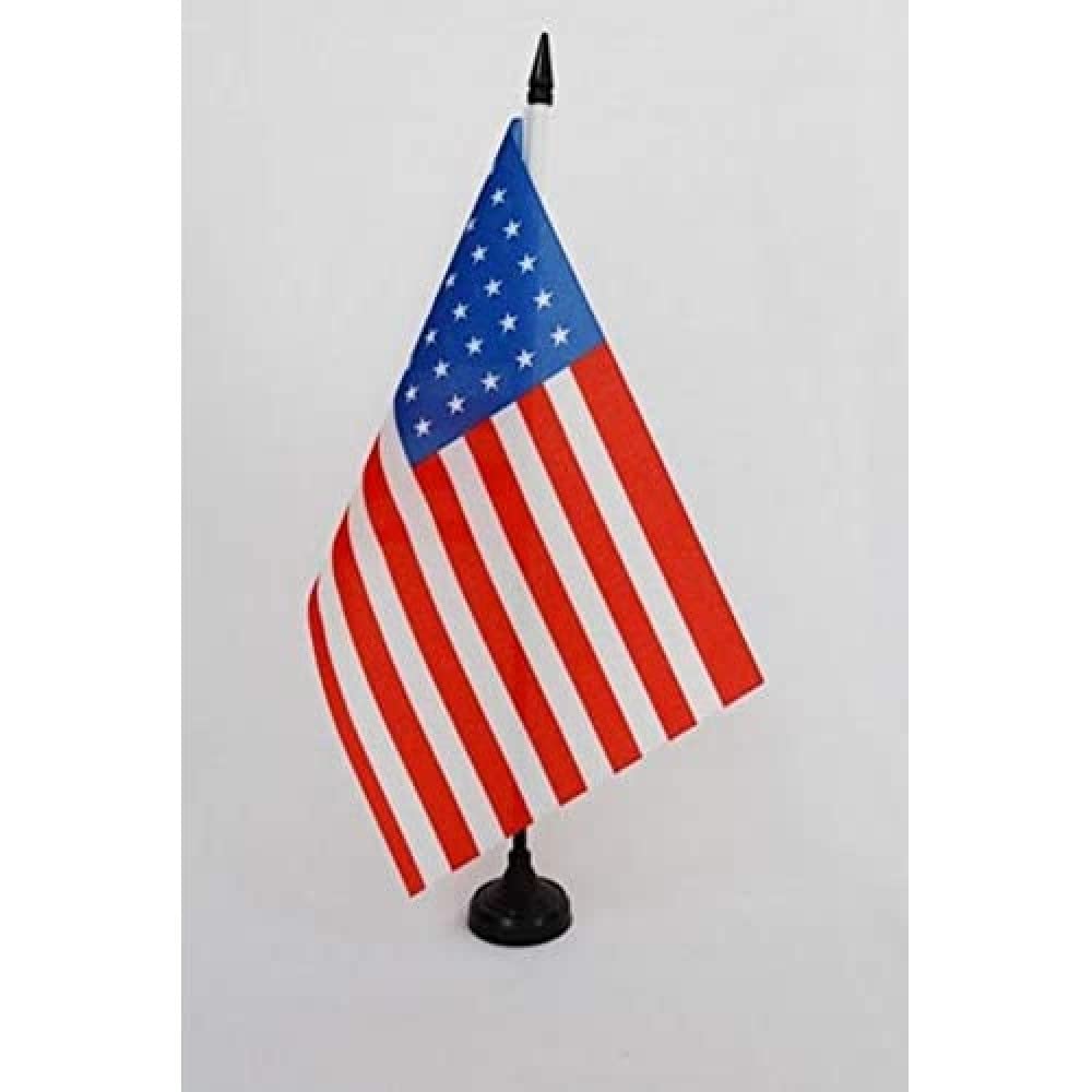 AZ FLAG USA 35 stars Table Flag 5'' x 8'' - American Office Decoration 100% Polyester 21 x 14 cm - Mini Desk Flag with Pole and Black Plastic Base
