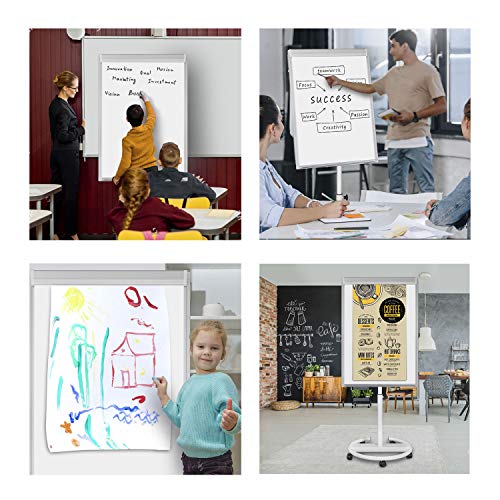 Mobile Whiteboard Standing Dry Erase Board Easel- 40x28 inches Magnetic Whiteboard with 25 Sheets Paper Pad, White - Thumbnail 5