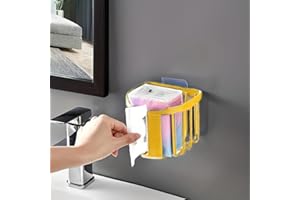 Toilet Paper Holder, Wall Mounted No Punch Bathroom Shelf with Hollow Drainage Design, for Kitchen Toilet Living Room Office 