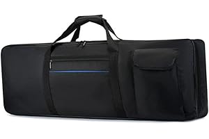 Generic 61 Keys Keyboard Carrying Case with Pockets for Electric Piano and Accessories, with Blue Strip