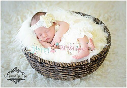 2pcs Newborn Vintage Ivory Petti Lace Romper Set, Baby Girl Ivory Romper Set