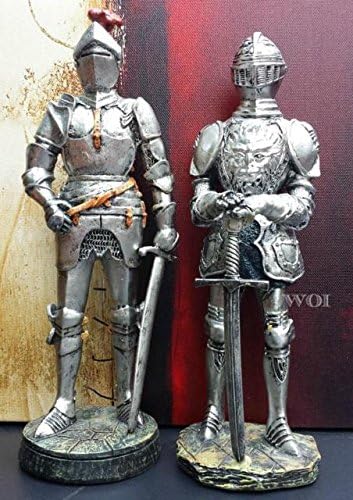 2 Middle Ages Full Plate Suit Of Armour Knight Statue Figure Man At Arms
