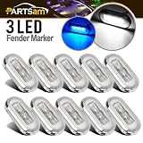 Partsam 3 Inch Clear Lens Boat Marine LED Courtesy Lights Accent Utility Lights Highly Polished, Sealed Boat Cockpit Interior Step Marine Led Oval Lights SS Bezel Surface Mount(5xBlue+5xWhite)