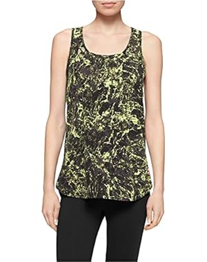Calvin Klein High-low Racerback Tank Top Yellow/Black X-Large