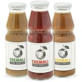 PMONA Tkemali Georgian European Gourmet Sauces, 13 oz Bottle, 3Count Variety Pack Red, Green,Yellow Sour Plum Sauces, Gluten-
