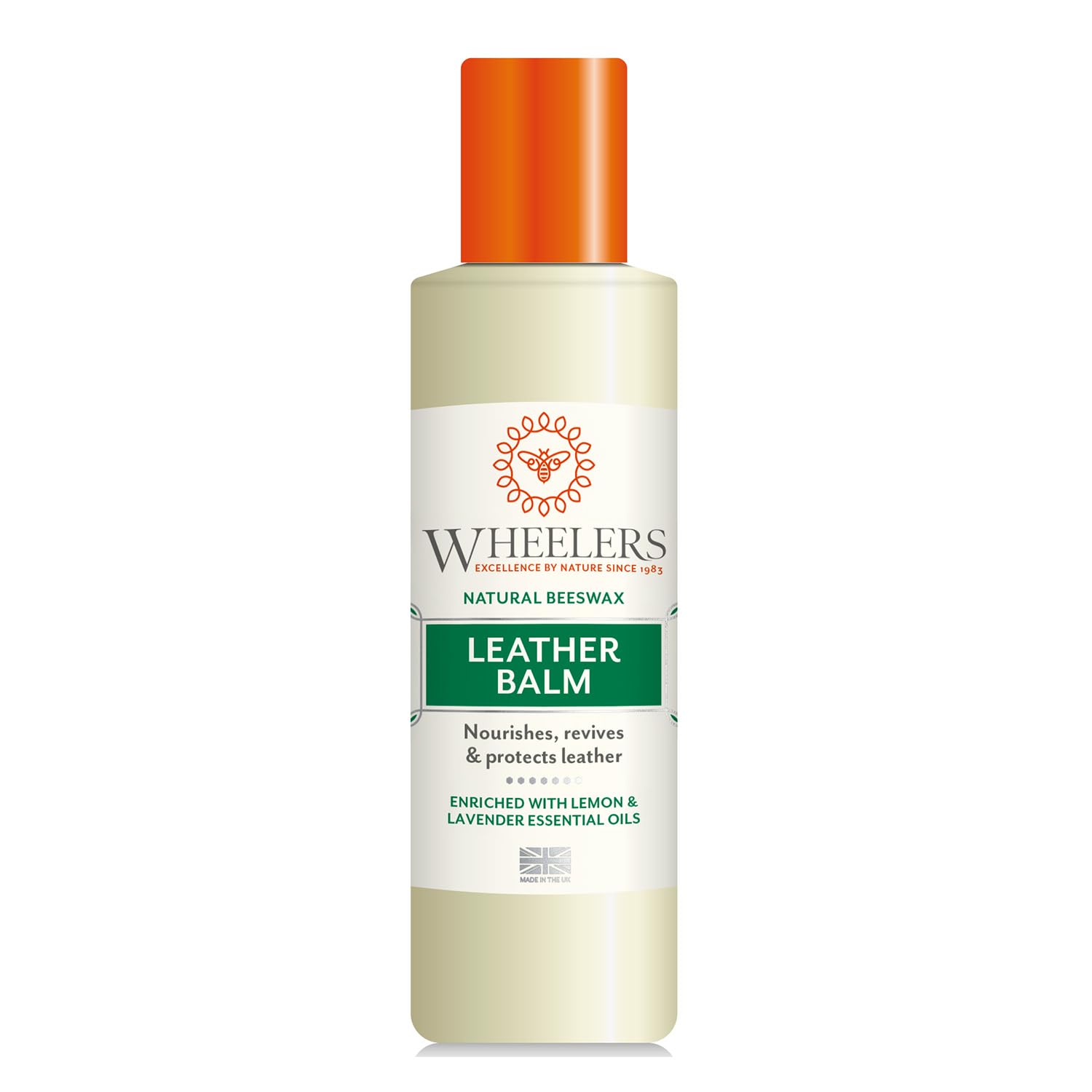 Wheelers Natural Leather Balm (300ml) Natural Beeswax, Infused with Essential Oils, Deep Nourish, Protection and Leather Restorer for Sofas, Car Seats, Shoes, Jackets, Belts and More - Made in UK