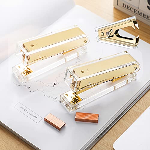 Acrylic Gold Tape Dispenser Gold Desktop Stapler, Acrylic Office