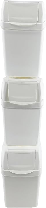 Prosperplast Set of 3 Recycling Bins 60 L Total 3 x 20 L White Stackable view 2