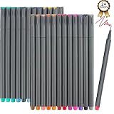 iBayam Fineliner Pens, 24 Colors Fine Tip Colored Writing Drawing Markers Pens Fine Line Point Marker Pen Set for Journaling Planner Note Calendar Coloring Office School Supplies Art Projects