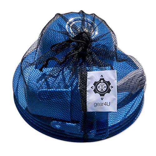 gear4U Camping Tableware Sets - Outdoor Dishes with Mesh Carry Bag - BPA Free - Plate, Bowl, Cup and Utensil for Hiking, Camping, Backpacking, Travel and Outdoor Survival - Blue 4 Person Set