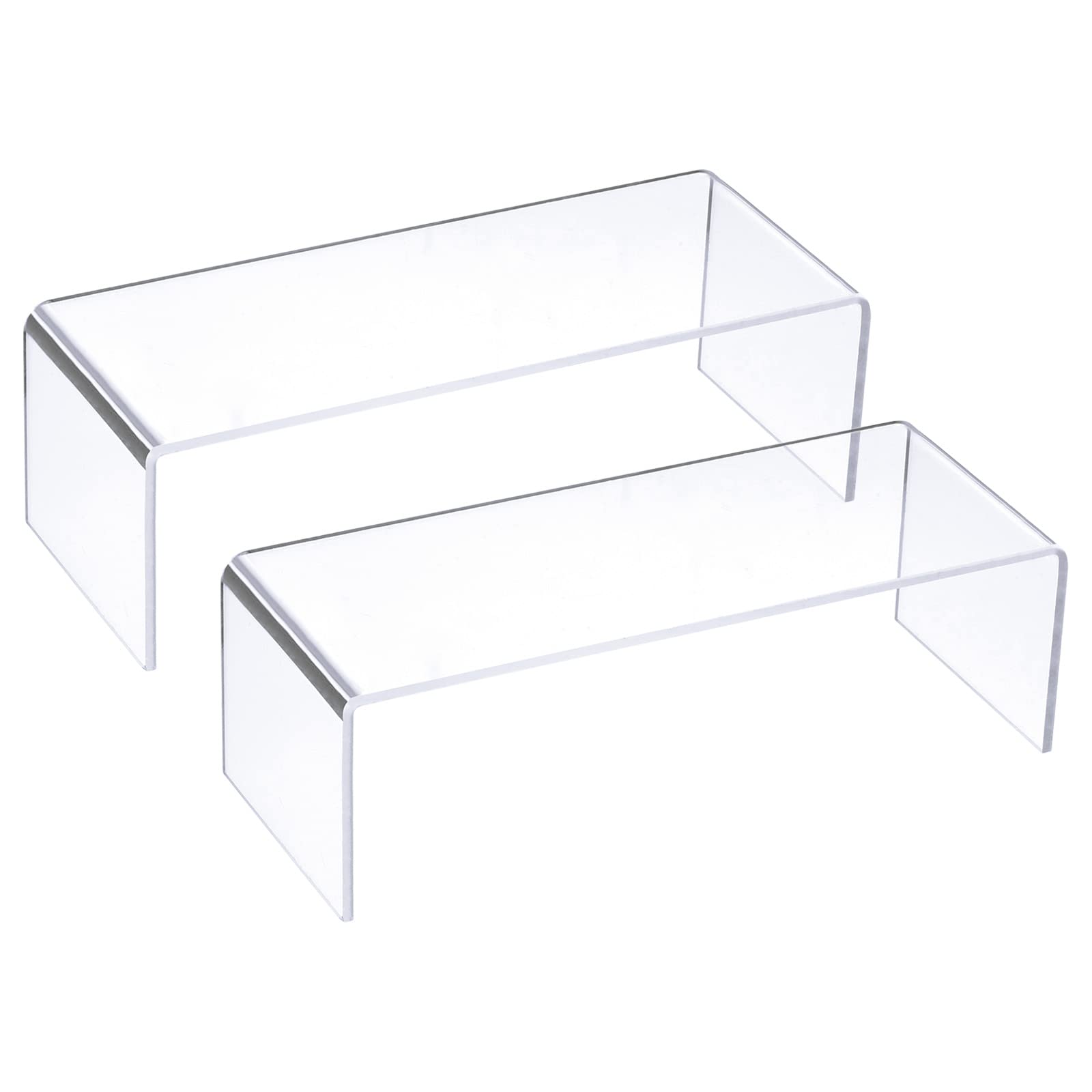 Photo 1 of uxcell Small Shoes Display Stand Rack, 200x80x65mm Acrylic Storage Shelf Holder Clear 2 Pcs