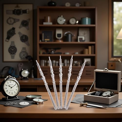 YuanHolumid 5Pcs Silver Movement Watch Steel Stem Crown Kit Watch of Parts NH35 NH36 NH38 NH39 Movement Stem Spare Parts Accessories