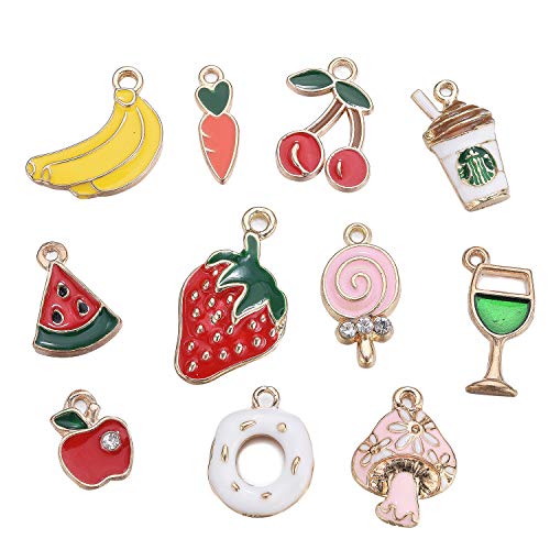 JEWMAY 60PCS Assorted Gold Plated Enamel Charm Pendant for Necklace Bracelet Jewelry Making