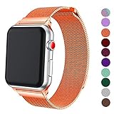 DELELE Compatible for Apple Watch Band 38mm 42mm 40mm 44mm, Milanese Loop Magnetic Metal Replacement Strap with Magnet Lock for Apple iWatch Series 4/3 / 2/1 Women Men (Orange, 38mm/40mm)