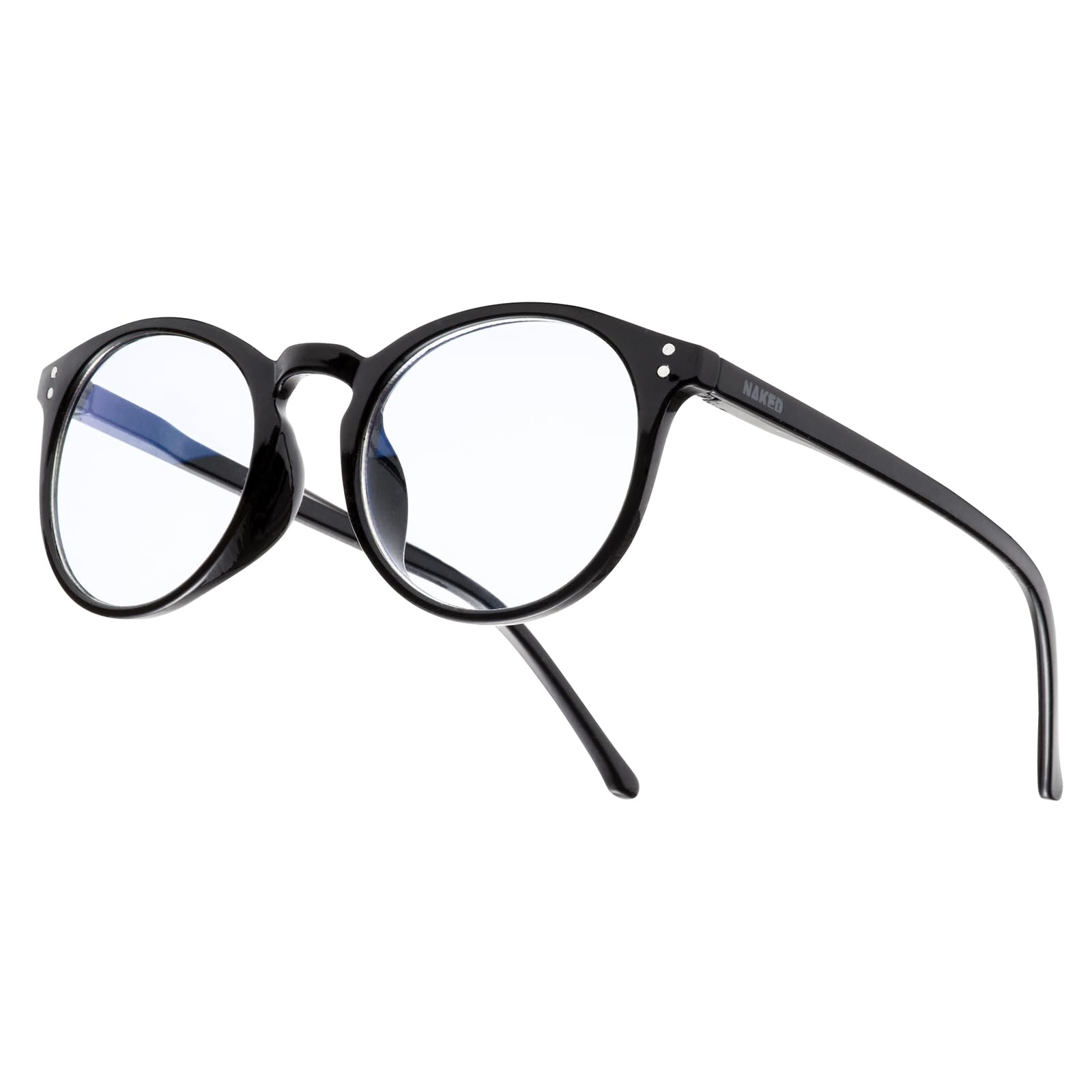 NAKED Optics Blue Light Filter Glasses for Men and Women, Glasses with Blue Light Filter, PC Gaming Glasses, No Prescription, Panto, Black, One Size