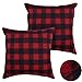 Deconovo Home Decorative Sofa Throw Pillowcases Scottish Tartan Plaid Throw Cushion Cover 18x18 Inch Red and Navy Blue A Set of 2