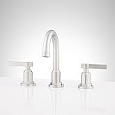 Signature Hardware 447887 Greyfield 1.2 GPM Widespread Bathroom Faucet with Metal Lever Handles and Pop-Up Drain Assembly
