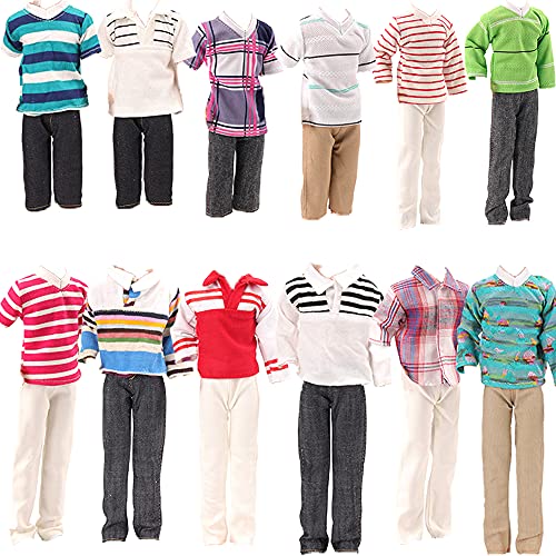Miunana Random Lot 15 Items for Ken and 11.5 Inch Dolls EU CE-EN71 Certified Include 5 Sets Casual Wear Clothes + 5 Pcs Pants + 2 Shoes for Ken+ 3 Dress for 11.5 Inch Doll