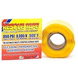 Rescue Tape | Self-Fusing Silicone Tape | Emergency Pipe & Plumbing Repair | DIY Repairs | Seal Radiator Hose Leaks | Wrap Electrical Wires | Used by US Military | 1" X 12' | Silicone Rubber | Yellow