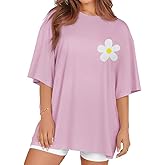 Oversized Tshirts for Women Summer Short Sleeve Round Neck Graphic Tee Shirt