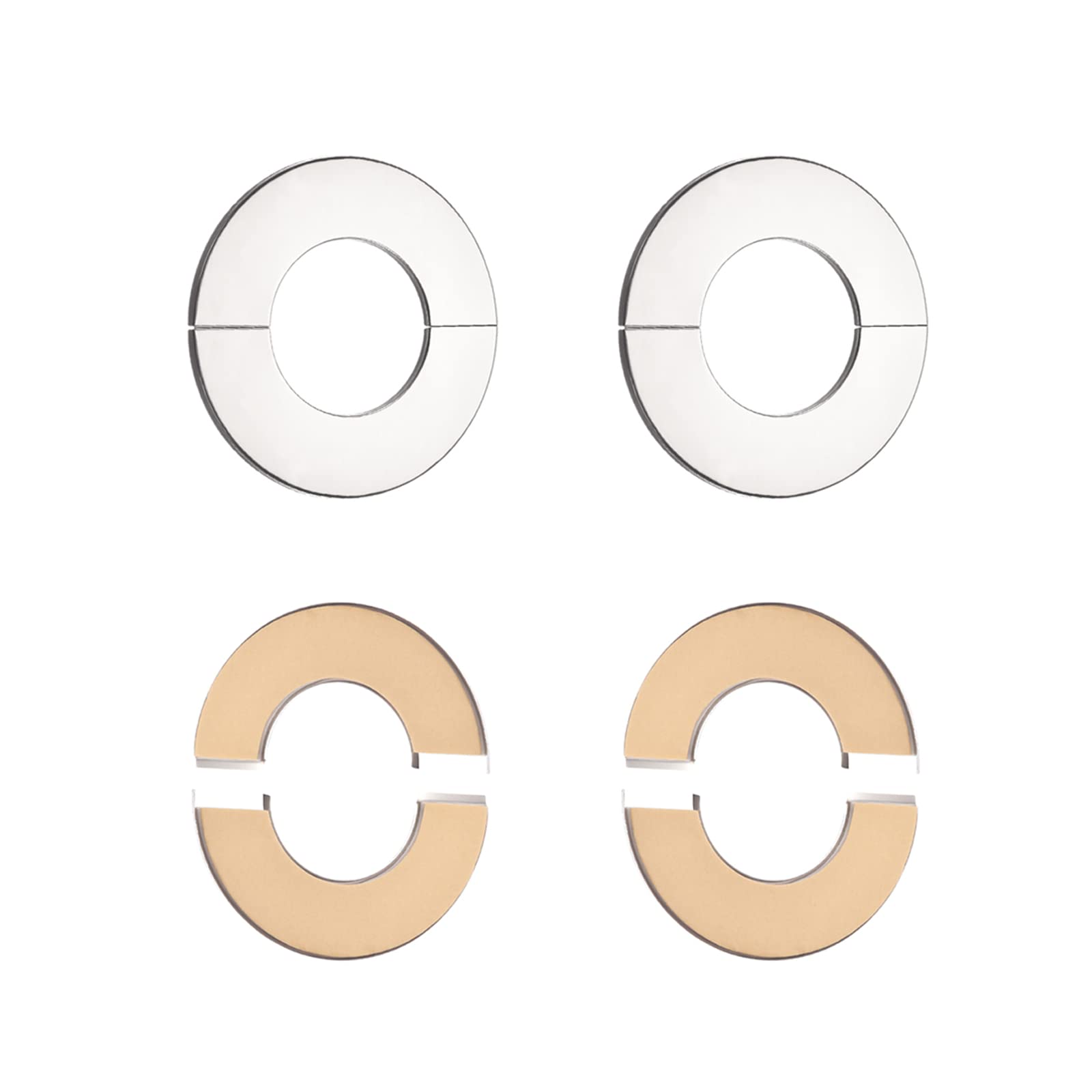 DTGN 66x6mm(DxT) Wall Split Flange - 4Pack - Good for Bathroom Kitchen 28mm Dia Pipe - Stainless Steel Round Escutcheon Plate - Silver Tone