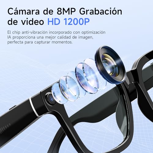 sunvito V03 AI Smart Glasses with Camera, 8MP HD 1200P Video Recording