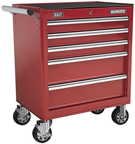 Sealey AP33459 5 Drawer Rollcab with Ball Bearing Runners, 685mm x 465mm x 850mm, Red