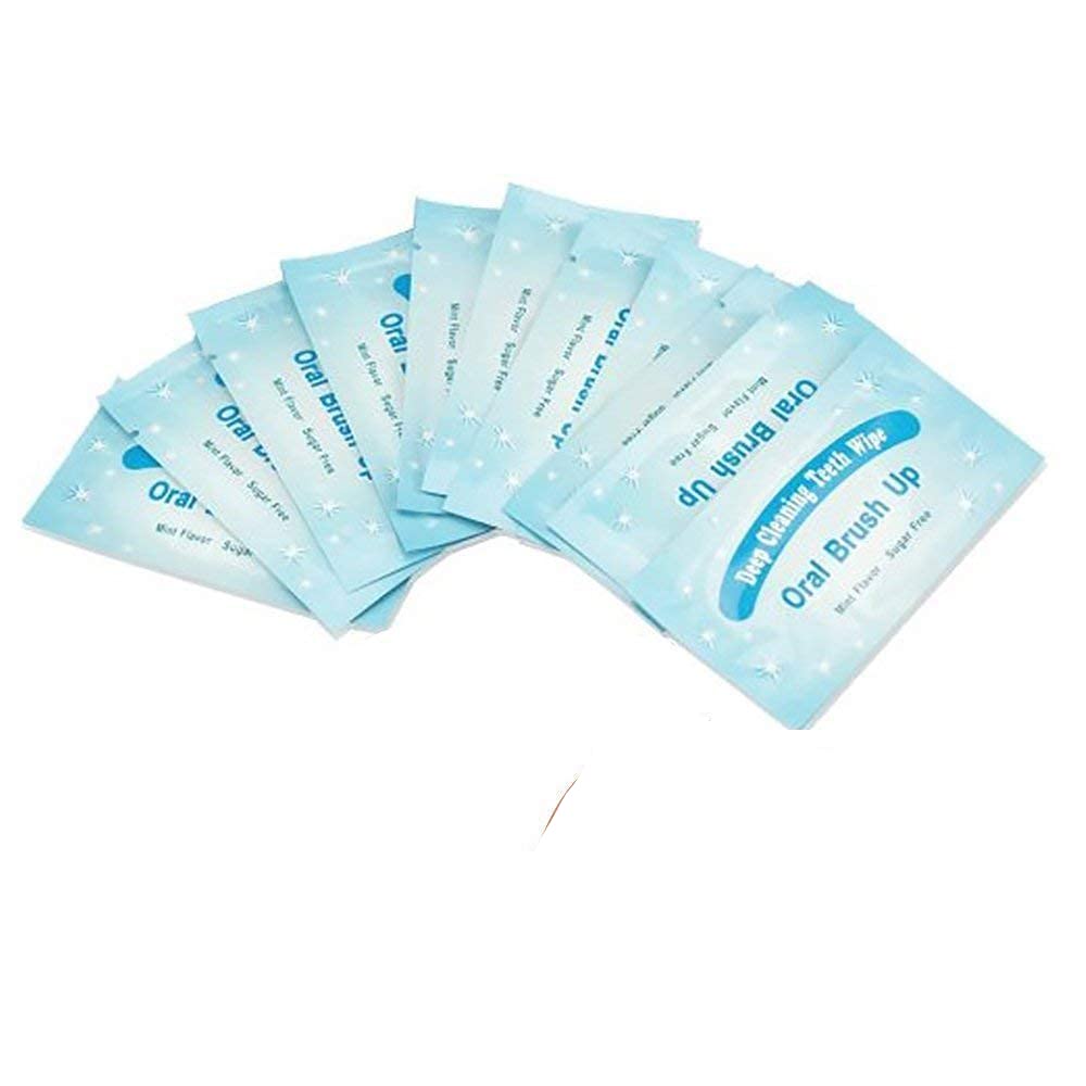 Teeth Wet Wipes 10 Pack Dental Care Whitening Wet Wipes Fresh Breath Finger Teeth Brush Ups For Sports, Gym, Outdoors, Festivals, Camping, Hiking, Cycling, Commuting, Holiday & Travelling