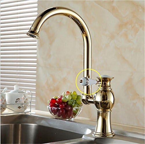 HomJo Luxury Golden brass kitchen faucets tap single hand hot and cold wash basin mixer water tap