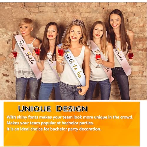 KASTWAVE Hen Do Accessories, 16 Pcs Bride to Be Sash and Veil, Wedding Photo Booth Props Kit for Hen Party Accessories Rose Gold Wedding, Bachelorette Party, Hen Party Decoration and Night Party Games