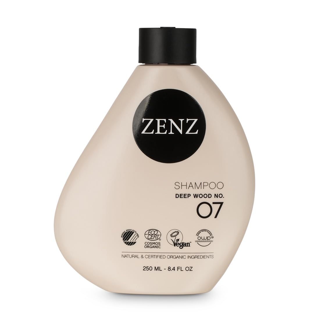 ZENZ | Shampoo | Deep Wood no. 07 | 250 ml | Scent of Sandalwood, Patchouli & Myrrh | Silicone Free | Especially Suitable for Curly & Dry Hair | For All Hair Types