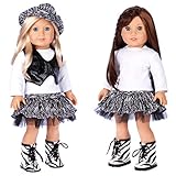 DreamWorld Collections - Fashionista - 5 Piece Outfit - Blouse, Vest, Hat, Skirt and Boots. Clothes Fits 18 Inch American Girl Doll  (Doll Not Included)