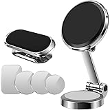 XIUWK Magnetic Phone Holder for Car, New Alloy Folding Magnetic Car Phone Holder Mount - 10 Strong Magnets, 360° Rotation Uni