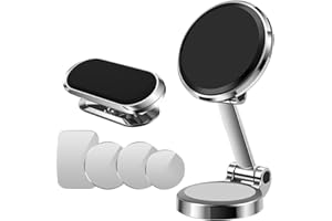 XIUWK Magnetic Phone Holder for Car, New Alloy Folding Magnetic Car Phone Holder Mount - 10 Strong Magnets, 360° Rotation Uni