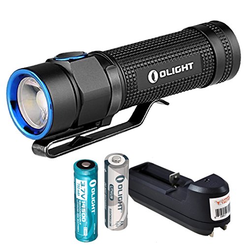 Olight S1A Baton 600 Lumens Rechargeable Single AA Compact EDC LED Flashlight with Lithium Iron AA battery, 14500 Rechargeable Battery & LumenTac Charger