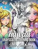 Kawaii Grayscale: An Adult Coloring Book with Beautiful Anime Portraits, Mythical Creatures, and Fantasy Scenes by Jade Summer
