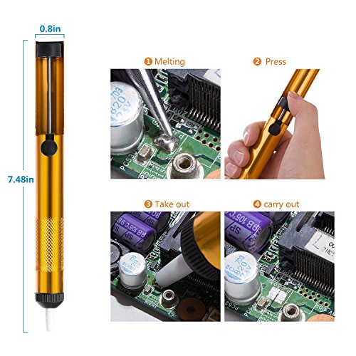 GEYOTAR Electric Soldering Iron Kit 110V 60W Adjustable Temperature Welding Tool Hobby Knife tweezers Desoldering Pump iron stand 5pcs Tips with Tool Carry bag