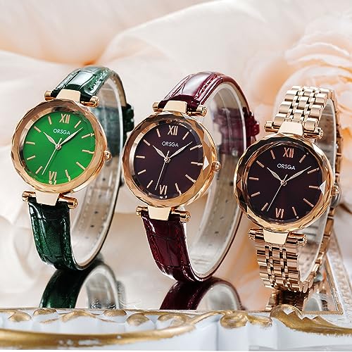 CIVO Damenuhr Elegant Lederarmband Analog Uhr Damen Minimalistische Quarz Armbanduhr Damen Klassische Rot wasserdichte Uhr Geschenke für Frauen