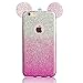 iPhone 6S Plus Case, MC Fashion Cute 3D Glitter Mickey Mouse Ears Soft and Flexible TPU Case for iPhone 6S Plus (2015) & iPhone 6 Plus (2014) (A-Pink)