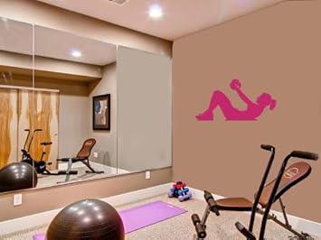 Housewares Vinyl Decal Girl With Dumbbells For Gym Home Wall Art