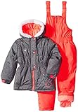 Rugged Bear Girls' Two-Piece Snowsuit and Jacket Set with Flower Detail