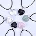 Outus 0.63 Inch Heart Stone Pendants Assorted Color Chakra Beads Crystal Charms with 18 Inch Black Braided Imitation Leather Cord Necklace Chain, 20 Pieces