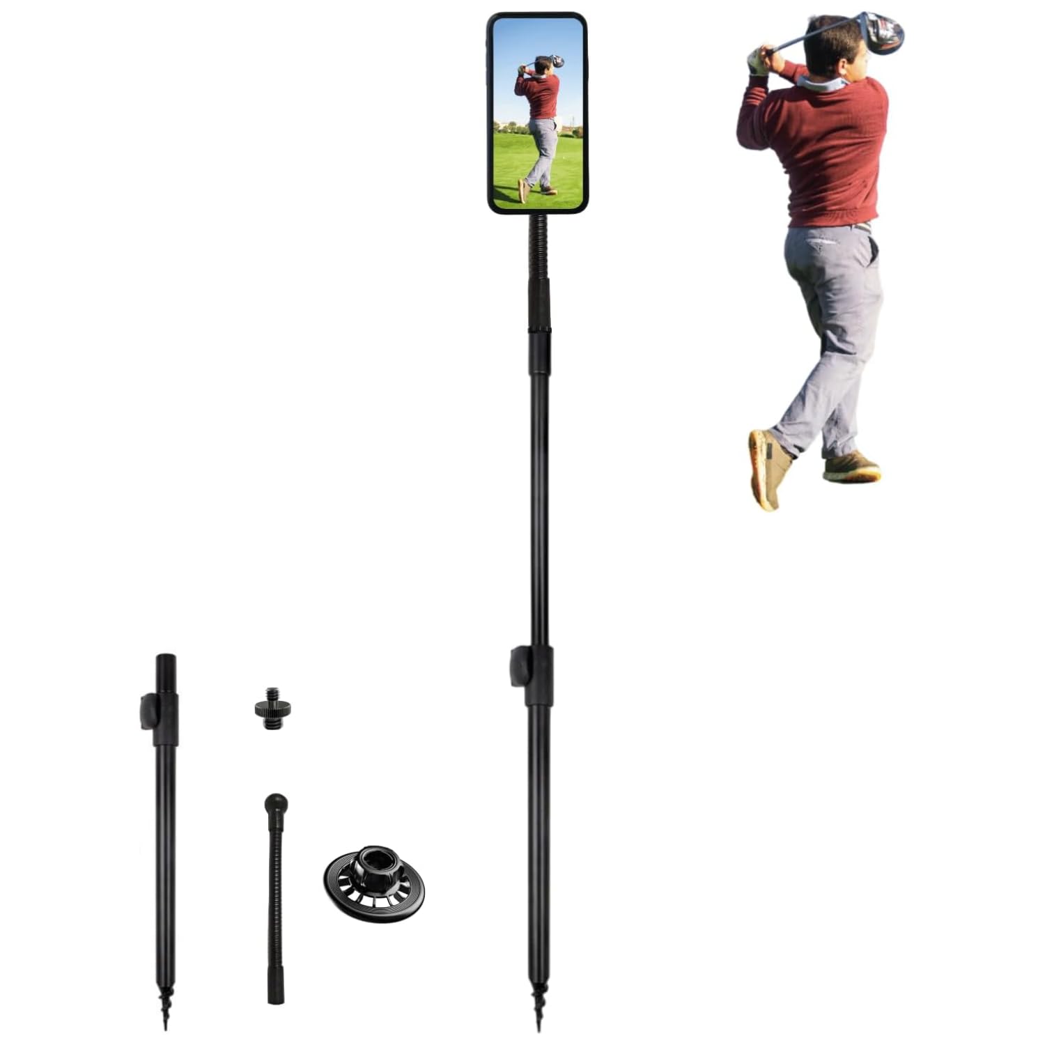 Photo 1 of Golf Monopod Selfie Stick, Magnetic Golf Selfie Stick for Swing Training Aid, Magnetic Golf Phone Holder Stick, Golf Phone Stand for Recording Golf Swing