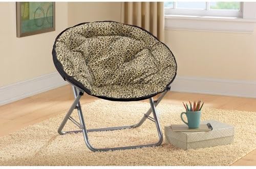 Microplush Folding Saucer Chair, Leopard Print