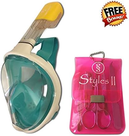 Styles II Fitness Snorkeling Mask - Anti-Fog Anti-Leak - Secure Fit with Best 180 Degrees Underwater View - Satisfaction Guaranteed with Free Bonus Styles II Manicure Set (Pink)